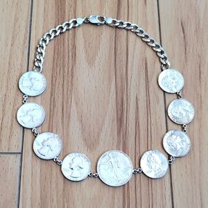 Custom made silver coin necklace